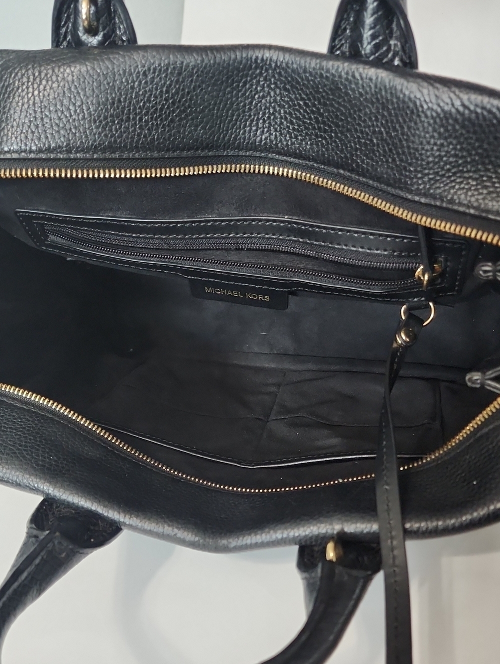 MICHAEL KORS ROLLINS SATCHEL BLACK SNAKESKIN EMBOSSED LEATHER - Picture 12 of 15